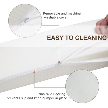 YIHATA Bed Guard for Toddlers, Long Foam Portable Bed Rail, Safety Bed Bumpers for Kids Babies Elderly with Water Resistant, Non Slip & Machine Washable Cover Fit in, Suitable for All Beds 1 Pack