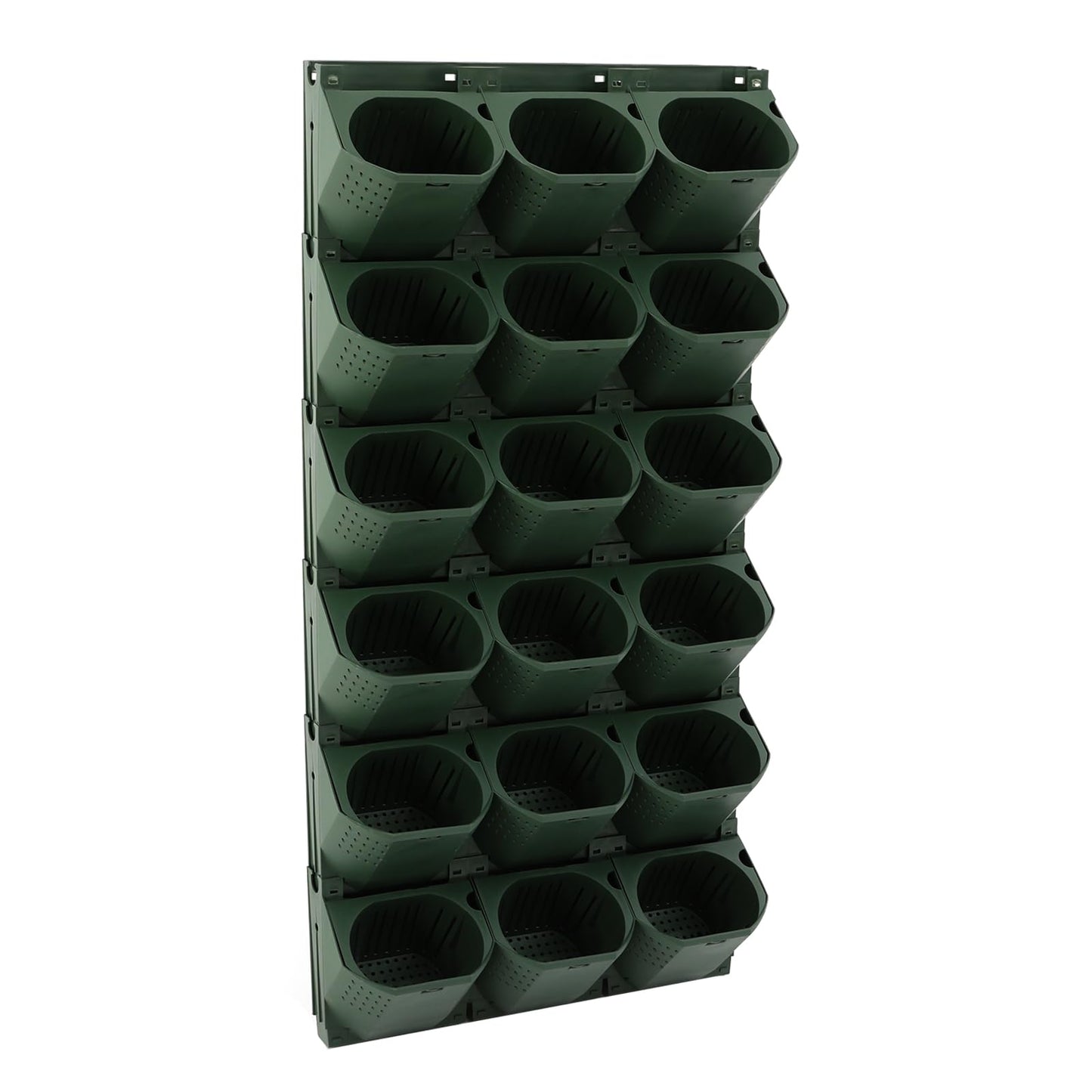 kunghei 36-Pot Wall Mounted Planter – Vertical Wall Planter with Water Storage Layer, Stackable Flower Pot Holder for Indoor Outdoor Garden Balcony (12 * 3-Pot) (Army Green)