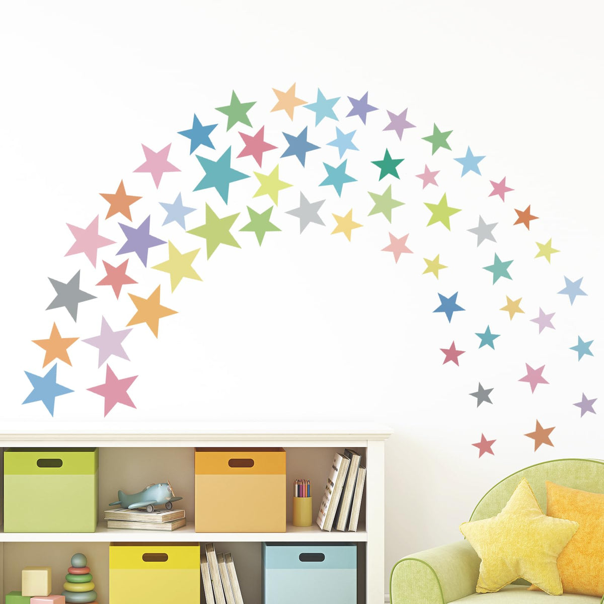Supzone 165Pcs Colorful Boho Star Wall Decals Rainbow Colors DIY Vinyl Wall Art Sticker for Kids Baby Nursery Bedroom Playroom Kindergarten