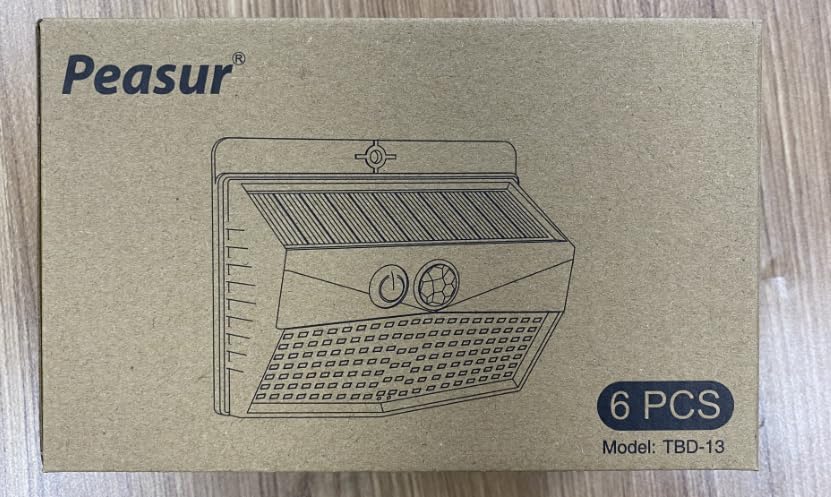 Peasur Solar Lights Outdoor Garden, 168LED 6 Pack Solar Powered Security Lights Motion Sensor with 3 Modes, IP65 Waterproof Fence Lighting for Wall Outside Yard Porch Step Deck
