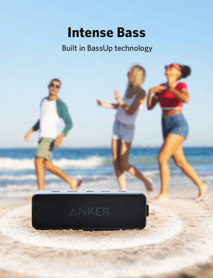 Anker Soundcore 2 Portable Bluetooth Speaker with 12W Stereo Sound, BassUp, IPX7 Waterproof, 24-Hour Playtime, Wireless Stereo Pairing, Speaker for Home, Outdoors, Travel