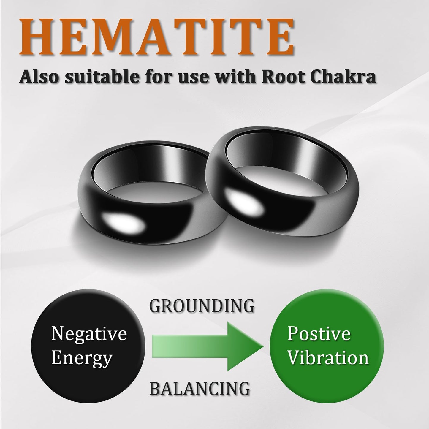 Fashtour Genuine Magnetic Hematite Rings, 3 per Order, Black Hematite Rings, Magnetic Ring, for Men and Women, for Anxiety Balancing Root Chakra, Absorbing Negative Energies(Size 9#)
