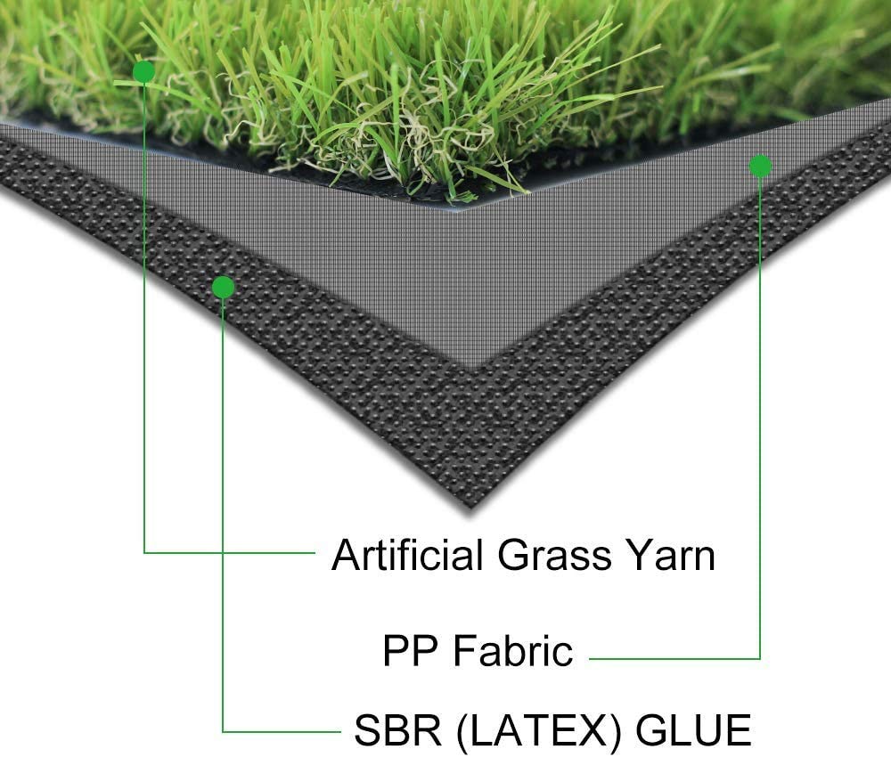 Artificial Grass Turf Pet Grass Fake Grass Rug 7FT x 12FT, 1.38inch Pile Height High Density Faux Grass Indoor Outdoor Synthetic Grass Lawn Carpet,Non Toxic Astroturf,Custom Size Provided