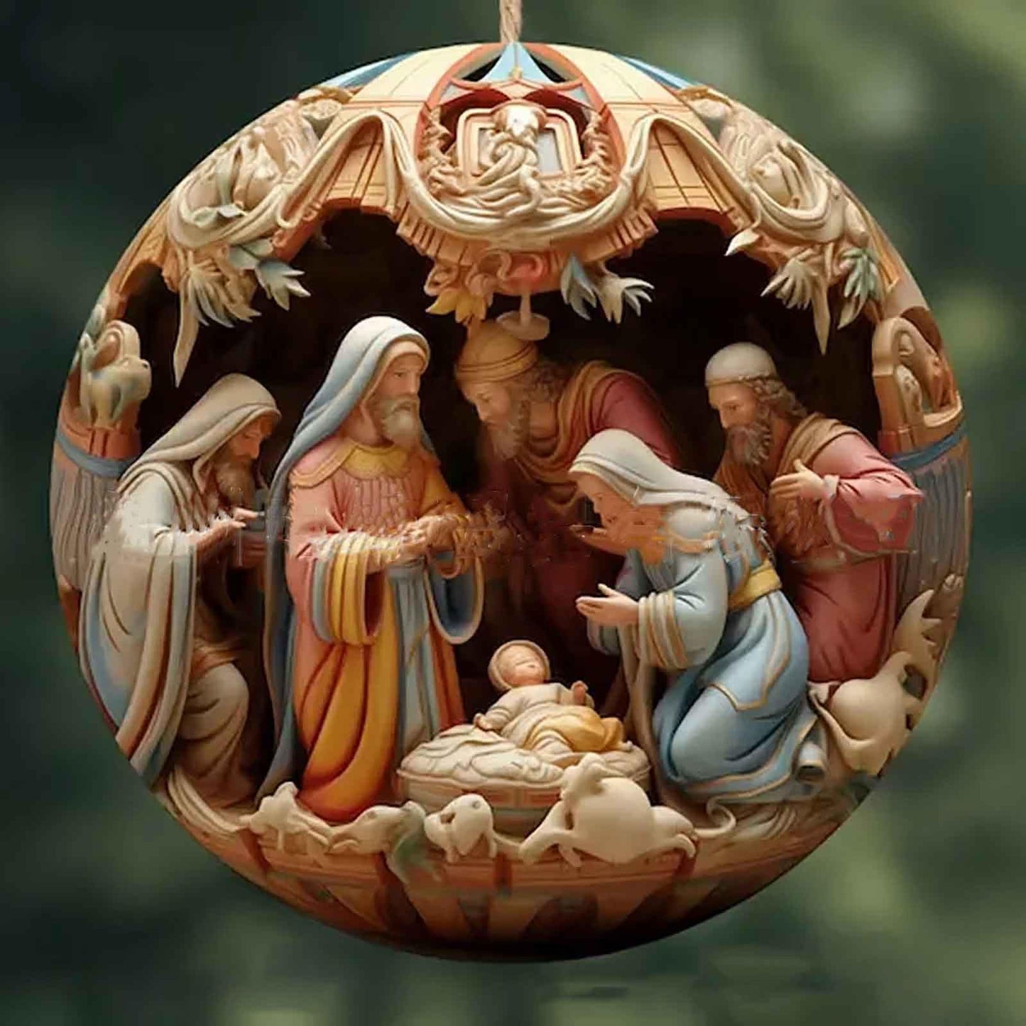 6Pcs Nativity Scene Ornaments, Christmas Tree Ornaments Set, Birth of Jesus Hanging Decorations, Holy Religious Gifts, Nativity Scene Christian Gifts