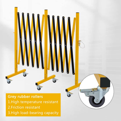 GYMTIME Industrial Expandable Metal Barricade, 16 Feet, Easily Assembled Safety Barrier with Casters, Flexible Mobile Retractable Gate, Adjustable Traffic Fence