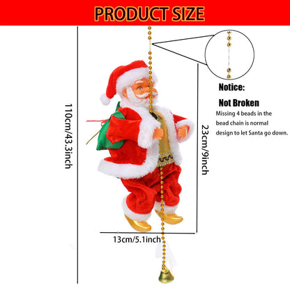Santa Claus Musical Climbing Rope, Electric Christmas Climbing Santa Rope Decoration Climbing Santa Claus Doll Toy with Christmas Music, Climbing Santa Rope for Home Party Wall Tree Holiday Decoration