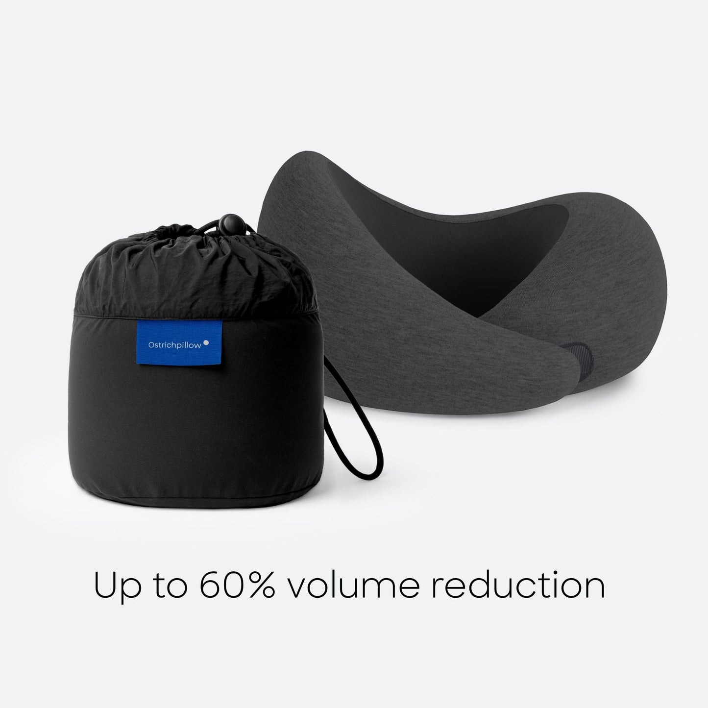 Ostrichpillow Go Neck Pillow - Premium Memory Foam Travel Pillow, 360º Ergonomic Design, Asymmetrical Sides, Travel Bag Included, Washable Modal Cover