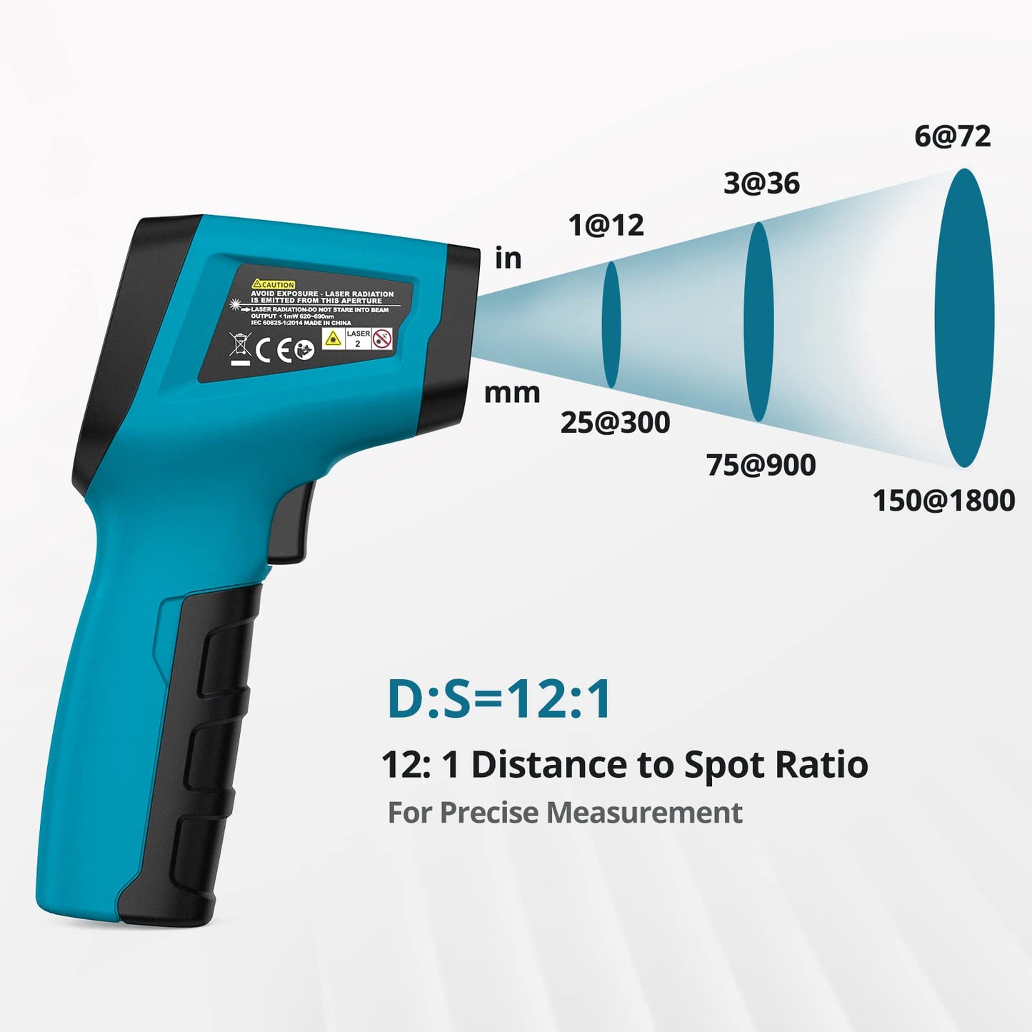 Tilswall Infrared Thermometer Non-Contact Digital Laser Temperature Gun, -50℃~600℃ (-58℉~1112℉) with Adjustable Emissivity, High/Low Temperature Alarm, for Cooking/Pizza Oven/BBQ, Not for Human
