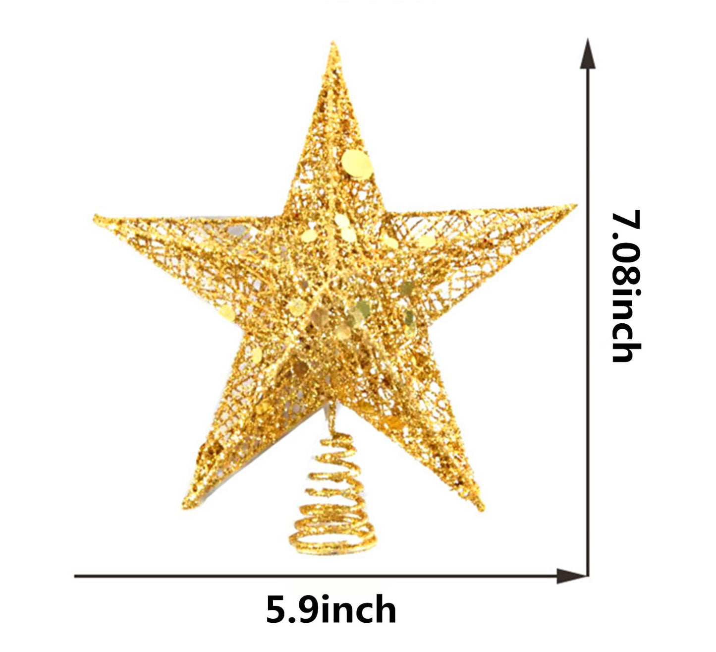 AVMBC Gold Christmas Tree Topper Star - Glitter Tree - Top Star Ornament Indoor Party Home Decoration