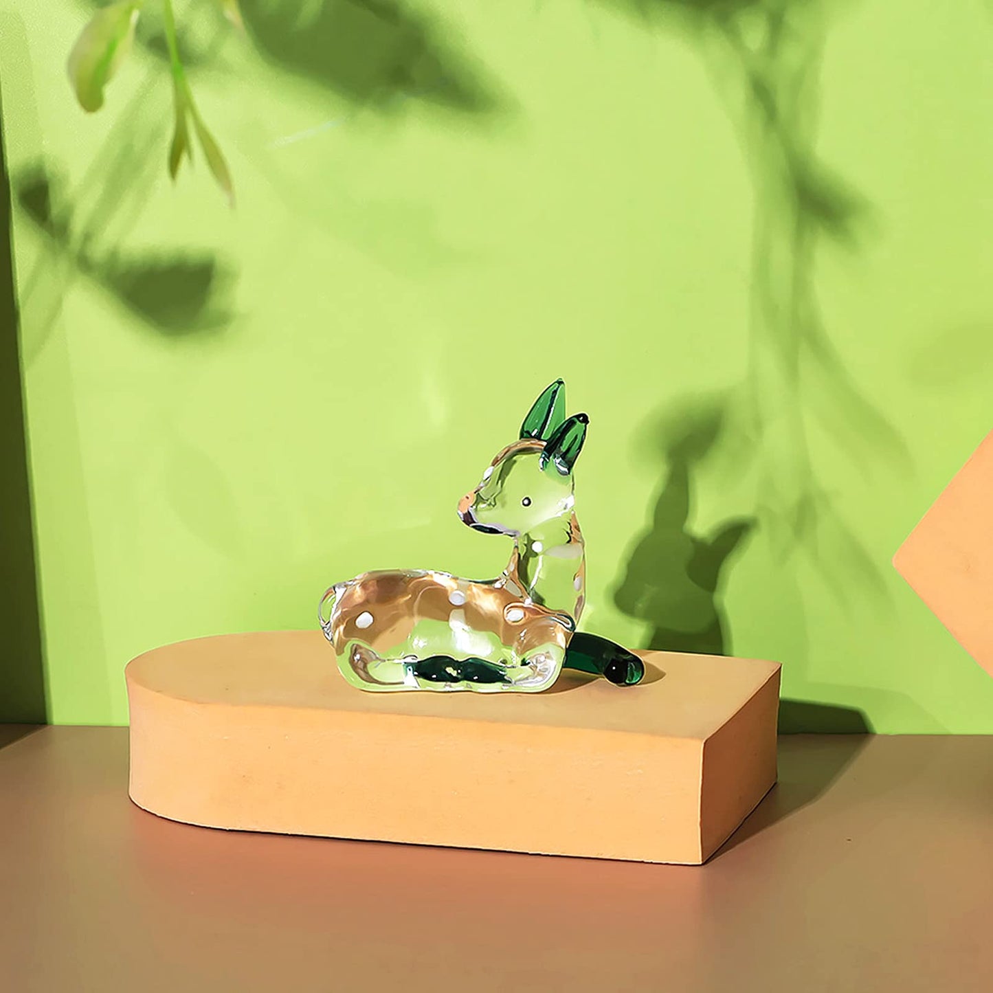 NaneTidy Reindeer Deer Figurine Glass Collection Ornament Statue Animal Collectible Christmas Decor Home Decor