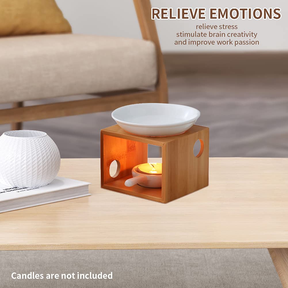 XIHUADOU Wooden Essential Oil Burner, Aromatherapy Burner Oil Warmer Diffuser, WaxMelt Warmer with Tealight Candle Holder for Holiday Home Birthday Wedding Valentine Decoration