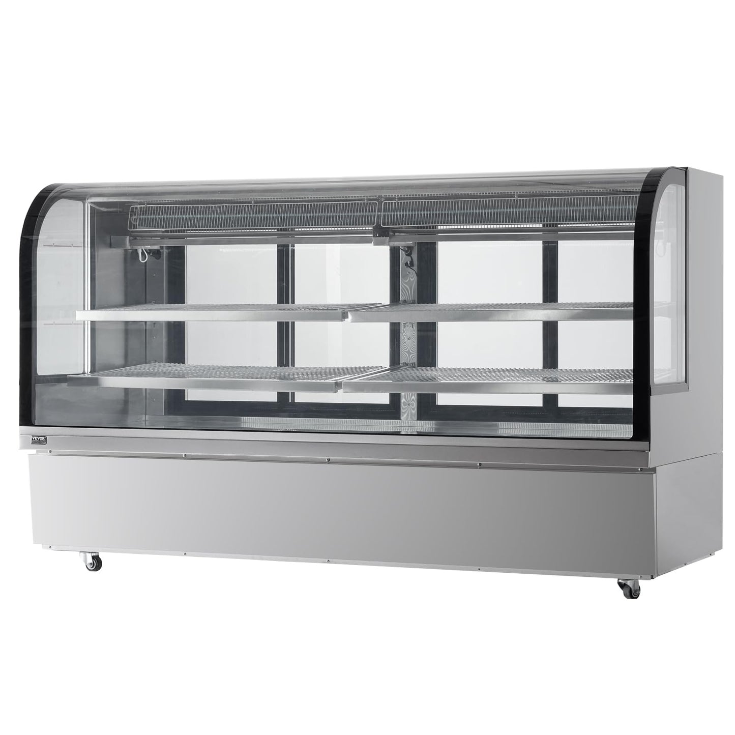 VEVOR Deli Case, 32 Cu.Ft./901L Large Pastry Display Case, 4-Tier Commercial Display Refrigerator with LED Lighting, Downdraft Cooling, Movable with Casters, for Bakery