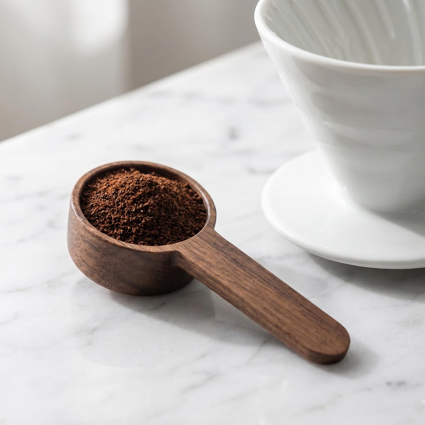 HEANUJJ 2pcs Wooden Coffee Spoon 1/4 Cup Measuring Coffee Ground Spoon - Wood Tablespoon for Sugar Tea Bath Salt Ground Canisters Jar Portable