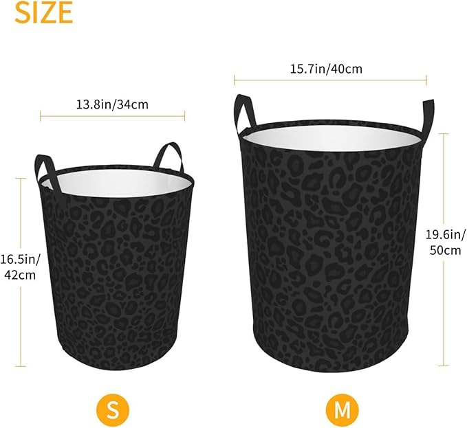 Black Leopard Print Laundry Hamper Bag