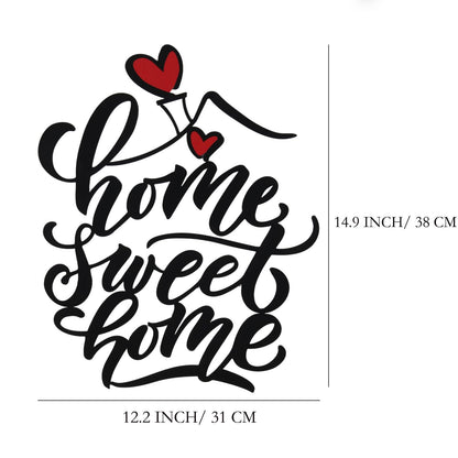 AIM & GGKK Home Sweet Home Wall Art, Metal Calligraphy Sign with Red Heart Accent - Rustic Farmhouse Wall Decor for Living Room, Entryway, Kitchen | 14.8" x 12.2" Black Metal | Easy Hang | Housewarming Gifts for New Homeowners