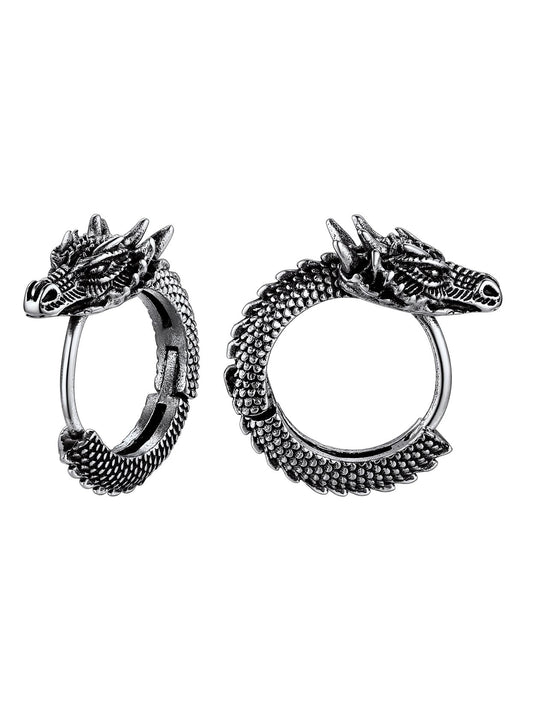 Richsteel Dragon Head Hoop Earrings - Stainless Steel Gothic Jewelry for Men & Women, Punk Rock Statement Earrings