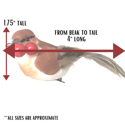 Feathered Song Bird Clip-On Christmas Ornaments - Set of 8 Assorted Styles of Birds with Metal Clips - Cardinals Orioles Finches Chickadees - $2.12 Each - Carrying Red Berries - Measures 4"W