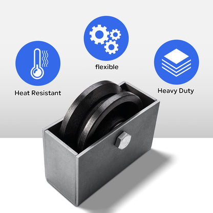 Handsammu 4"x 1.5" V-Groove Wheel with Box - cast Iron Wheel,Capacity up to 600 Lb. Use for Slide Gate,Rolling Door with V-Track（1 Wheel with Box）
