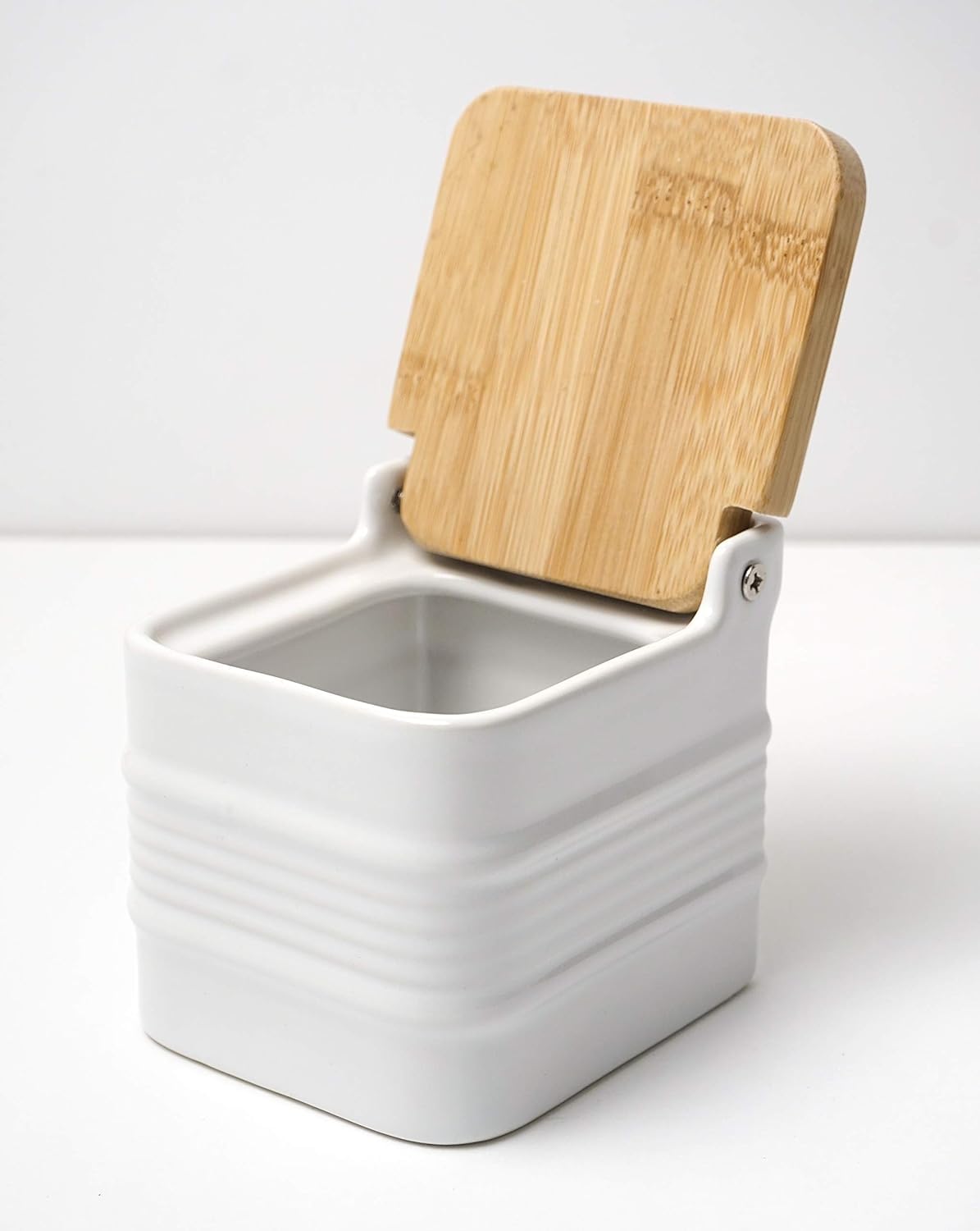 RSVP International White Stoneware Kitchen Collection, Salt Box, 4.5x3.25x3.5"