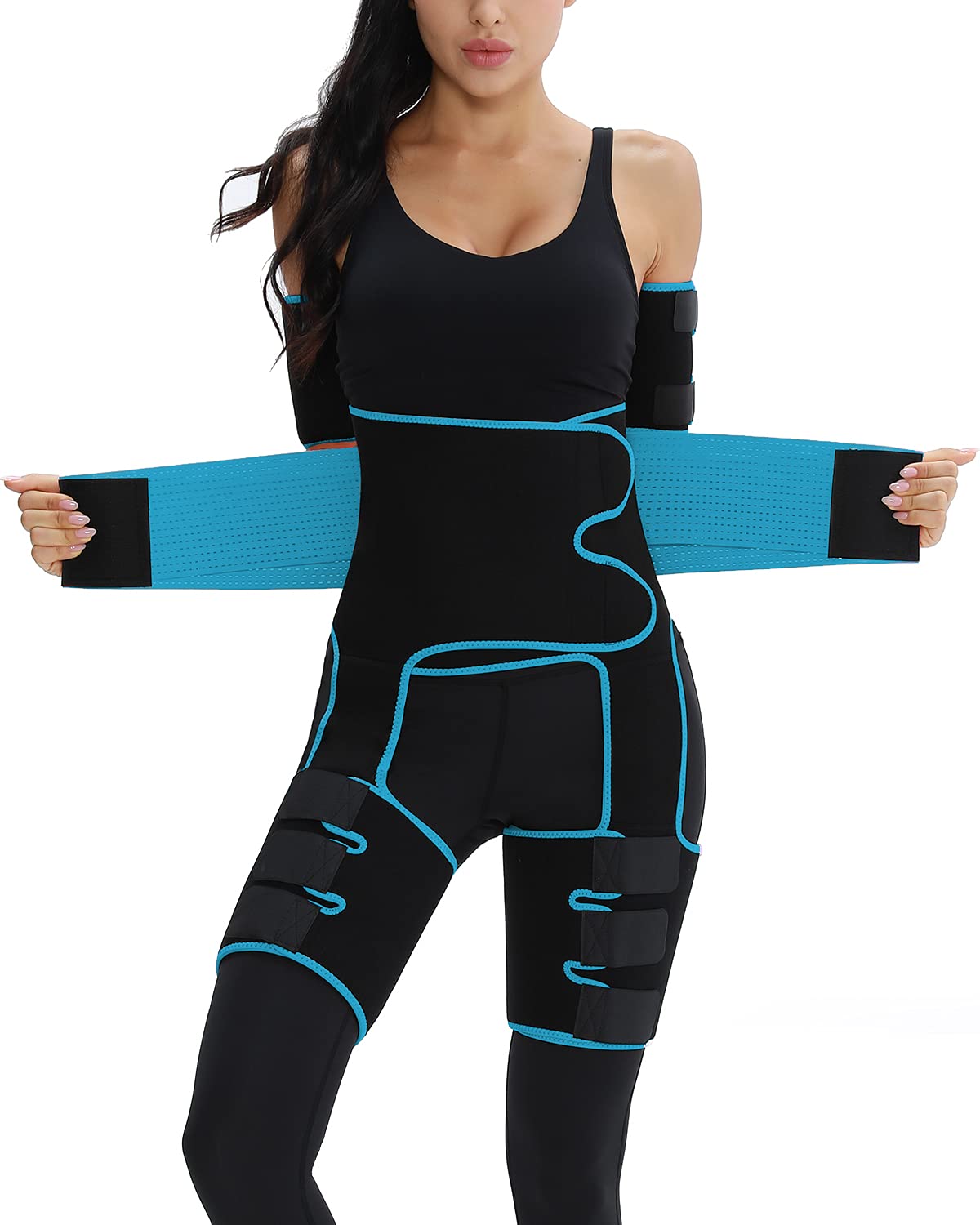 RESHE Thigh Eraser Butt Lifter Trimmer Waist Trainer For Weight Loss Body Slimmer, Stomach and Back Lumbar Support(Blue,S/M)