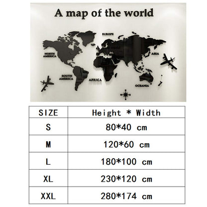 3D Wall Stickers - DIY World Map Wall Decal Sticker Murals Map Wall Décor for Living Room Bedroom TV Background Home Decorations(Black,M: 120x60 cm)