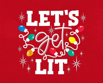 Christmas Shirts for Women Let's Get Lit Shirt Cute Lights Graphic Short Sleeve Xmas Tops TeesS Red