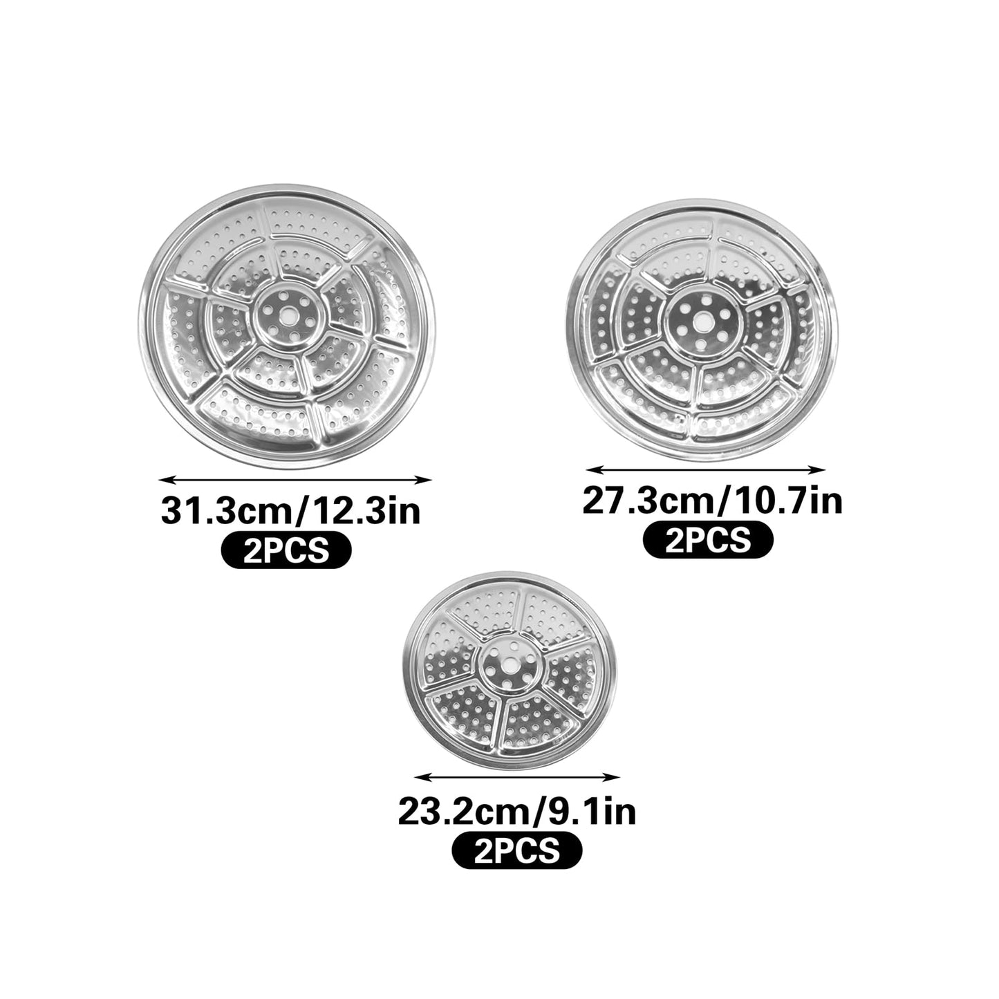 6 Pcs Planter Insert for Large Pots, 9''/11''/12'' Round Stainless Steel Plant Pot Insert with Drainage Hole, Elevate Plants to Reduce Soil Usage for Large Planters and Tall Flower Pots, Silver