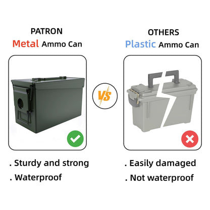 PATRON 30 50 Cal Ammo Can Metal 9mm Ammo Box Storage Crate Case for Shotgun Bullet Rifle Nerf Ammunition Waterproof Case-Gard Organizer Suit (30Cal ×4+50 Cal ×4)(Green-8pcs)