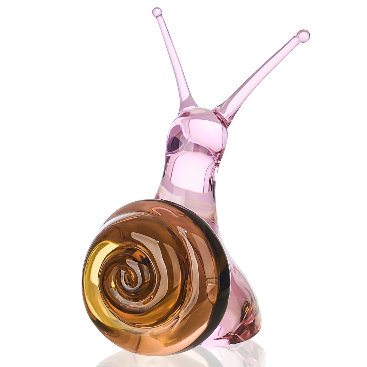 Crystal Snail Ornament, Mini Glass Snail Figurine for Living Room Study Decor, Windowsill Garden Statue, Animal Gift for Kids Friends Grandchildren（Pink）