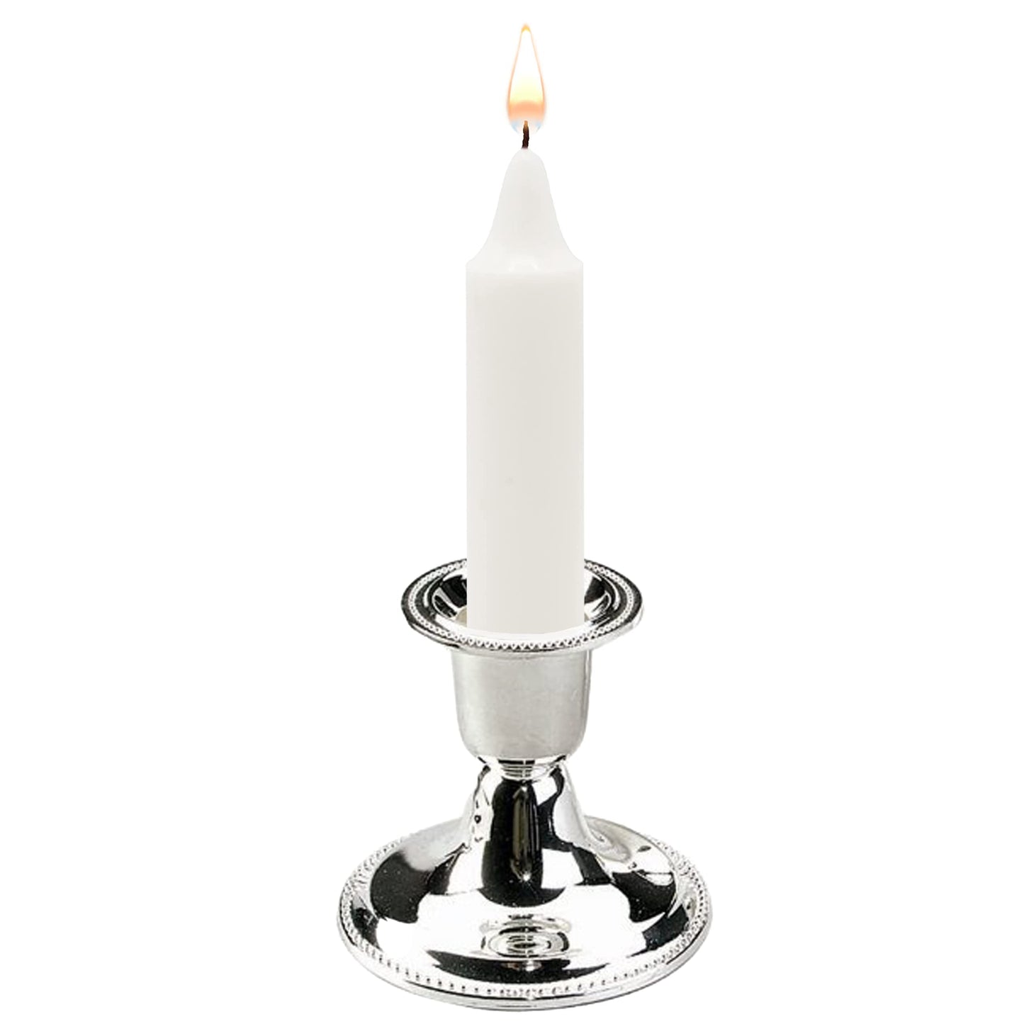 The Dreidel Company Silver Candle Holders, Shabbat Candle Sticks, Ornate Silver Plated Design (2.5 Inches)
