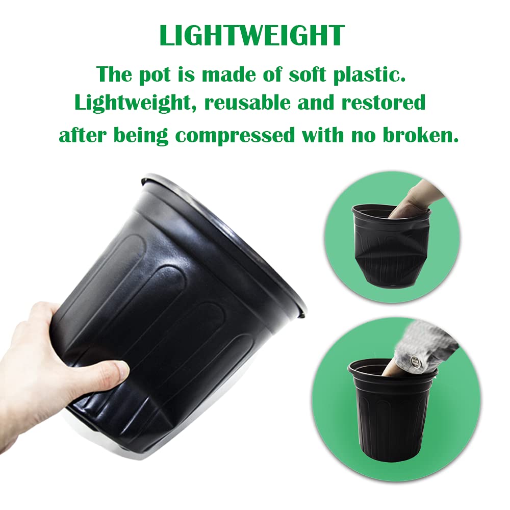 HECTOLIFE 50-Pack 1 Gallon Flexible Flower Plant Nursery Pots, Thickened Soft Plastic Seed Starting Container for Succulents, Seedlings, Cuttings, Transplanting,(Black)