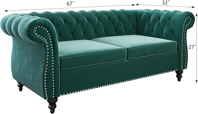 Mid-Century 2 Seater Sofa, Velvet Loveseat