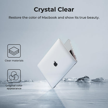 EooCoo Case compatible for Macbook Pro 13 inch M2 M1 A2338 A2251 A2289 A2159 A1989 A1706 with Touch Bar, 2023-2017 Released, Transparent Plastic Hard Shell Cover, Smooth Shiny Surface, Crystal Clear