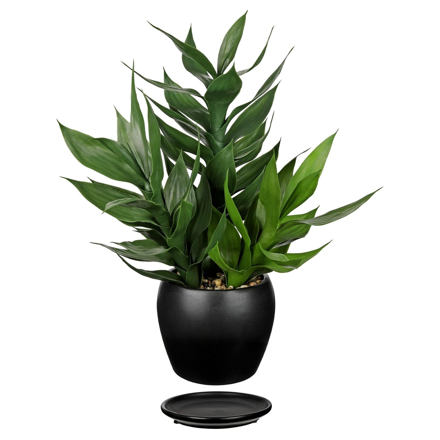 17.7" Tall Artificial Bamboo Plants Indoor Fake Plant in Black Ceramic Pot, Faux Potted Plant Silk Plants for Home Decor Indoor, Desk, Shelf, Tabletop, Office, Living Room, Entryway, Bathroom Decor