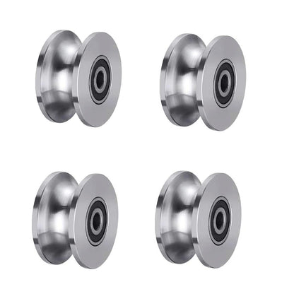 Sliding Gate Rollers Stainless Steel U Groove Wheel Heavy Duty Cable Pulley Block U Shaped Rail Gate Wheels Quiet and Smooth Operation Plate Caster with Bearing for Barn Door Track