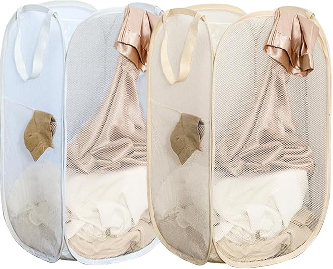 2Pcs Pop Up Hampers for Cruise, Folding Laundry Basket Space Saving Design