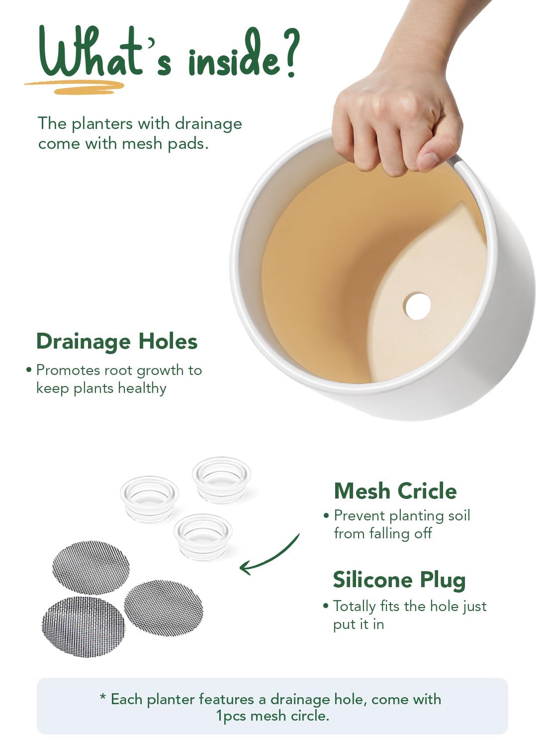 LE TAUCI 6+8+10 Inch Ceramic Pots for Plants, Plant Pots Indoor with Drainage Hole and Plug, Planter Pots for Home Office Room Patio, Set of 3, White