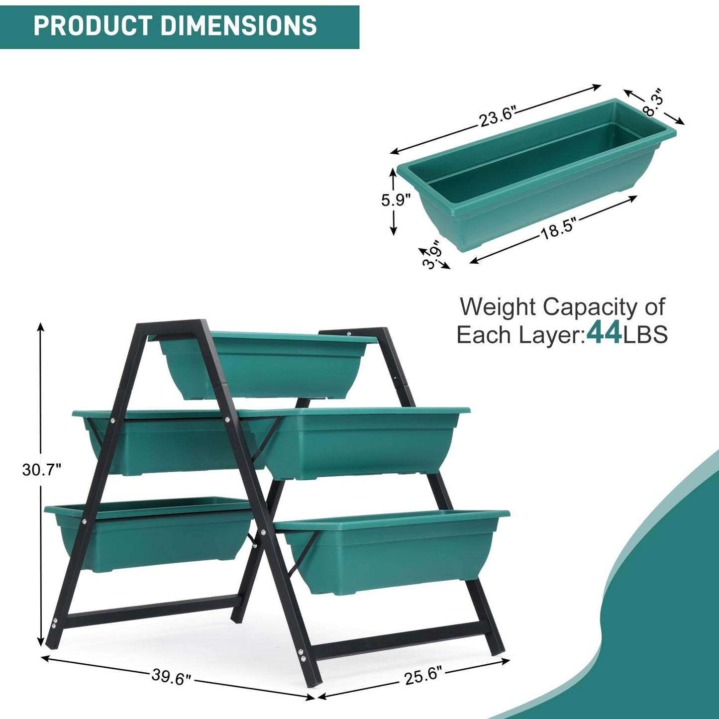 5-Tier Vertical Raised Garden Bed with 5 Planter Boxes, Large Mobile Garden Planter Stand for Herbs Flowers Vegetables, Outdoor Indoor Tiered Plant Bed for Patio Balcony Backyard