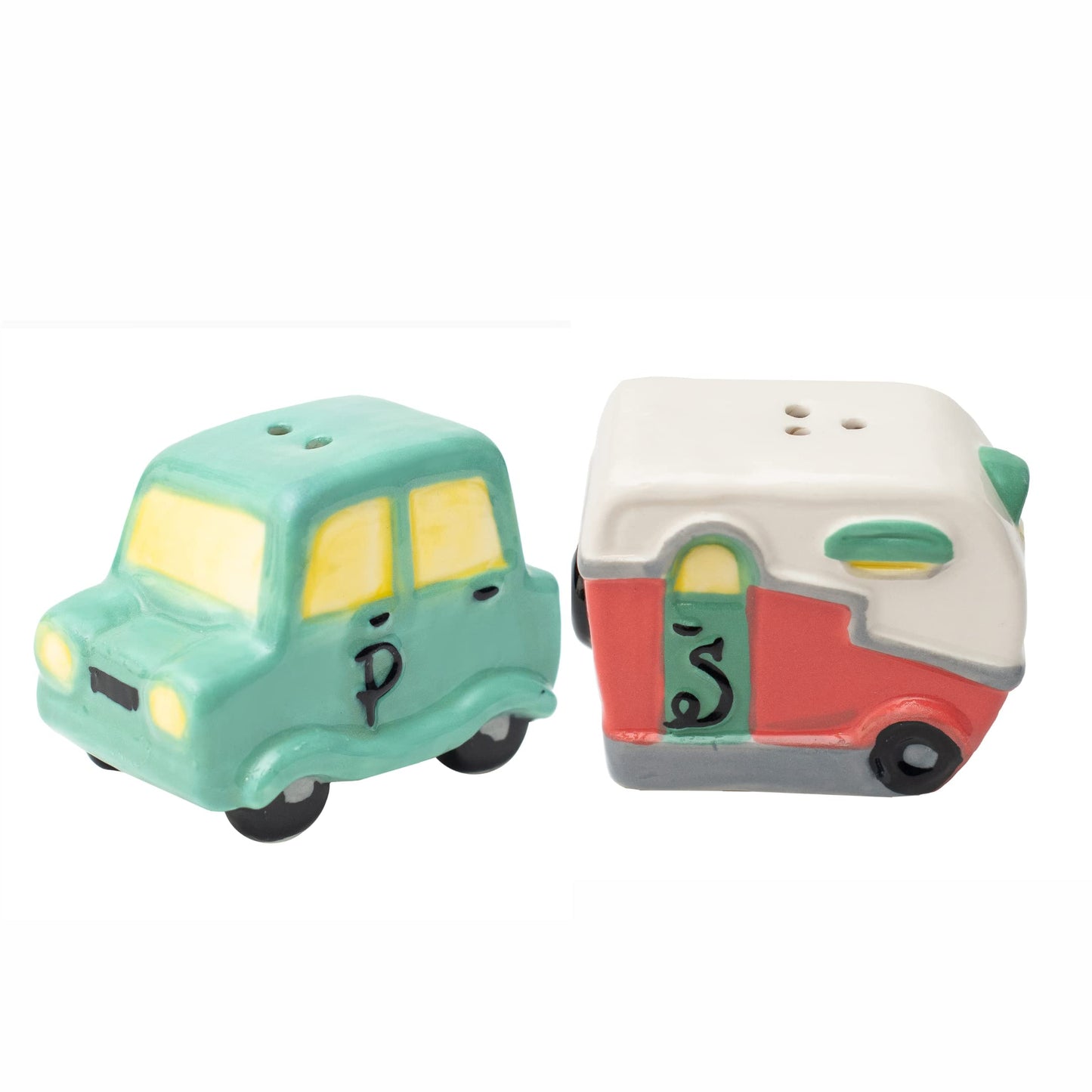 Salt and Pepper Car and Camper Spice Shakers & Napkin Holder, Sun and Moon Reversible Camping Decor, Spice Set, Retro Refillable, 4.6 x 7.2 x 2.5, Travel Camper Accessories