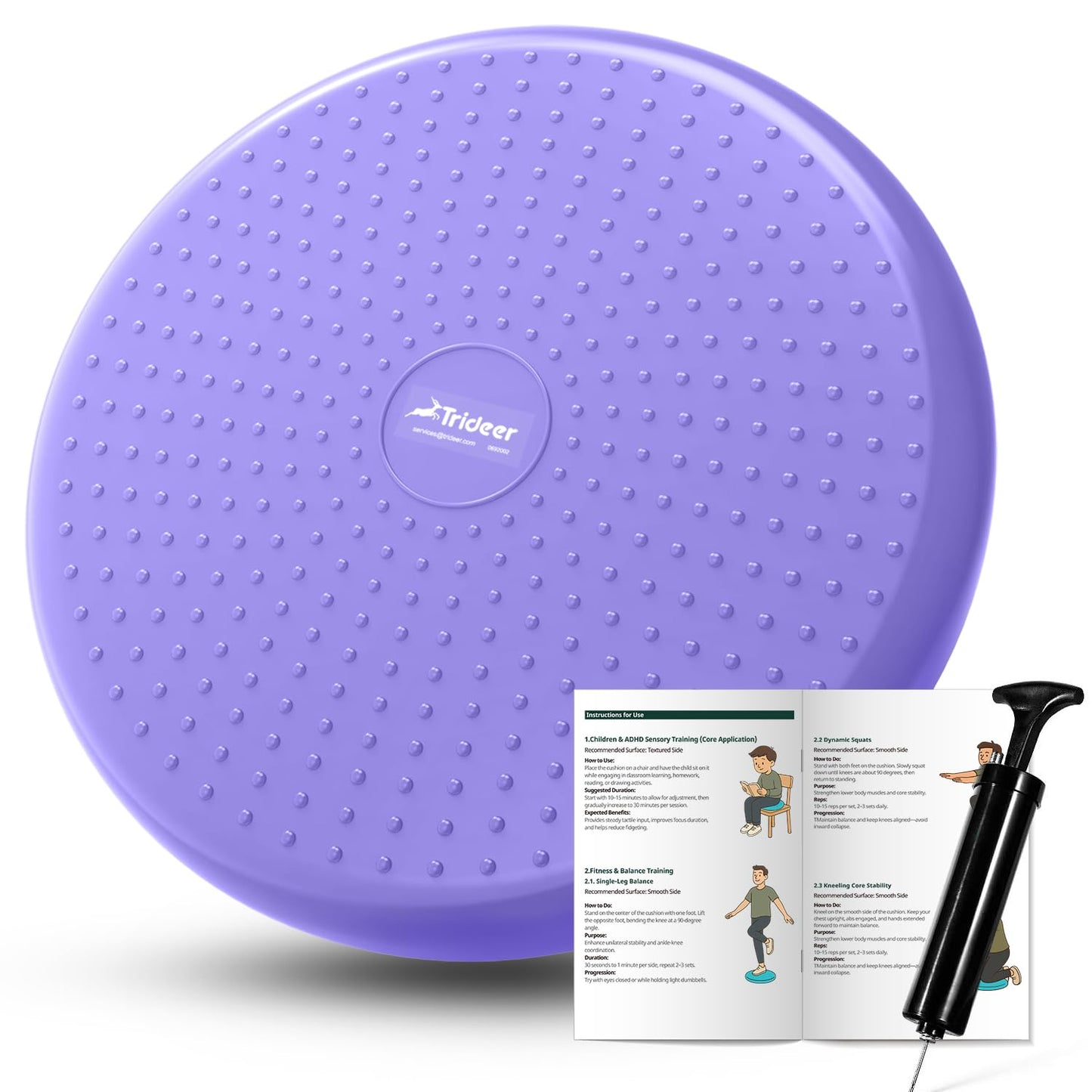 Trideer Wobble Cushion Core Balance Disc, Flexible Seating for Classroom Elementary, Wiggle Seat for Sensory Kids, Balance Pad with Inflation Pump