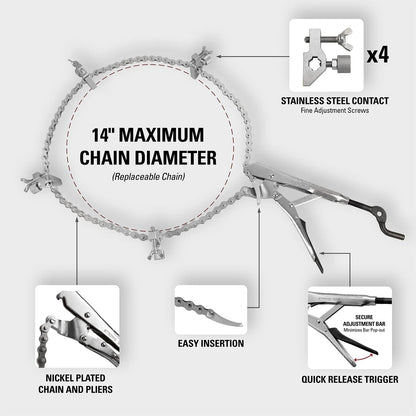 Strong Hand Tools, The Python, Pipe Alignment Chain Pliers, Adjustable Stainless-Steel Contacts, Replaceable Nickel Plated 48" Chain, 14" Max Diameter, PCA2048