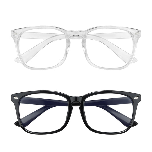 Yekepal Blue Light Blocking Glasses, 2 Pack Blue Light Glasses Men, Blue Light Glasses For Women Computer Gaming TV Phones Eyeglasses Clear Lens Bluelight Glasses Anti Eyestrain UV Glare Black+Clear