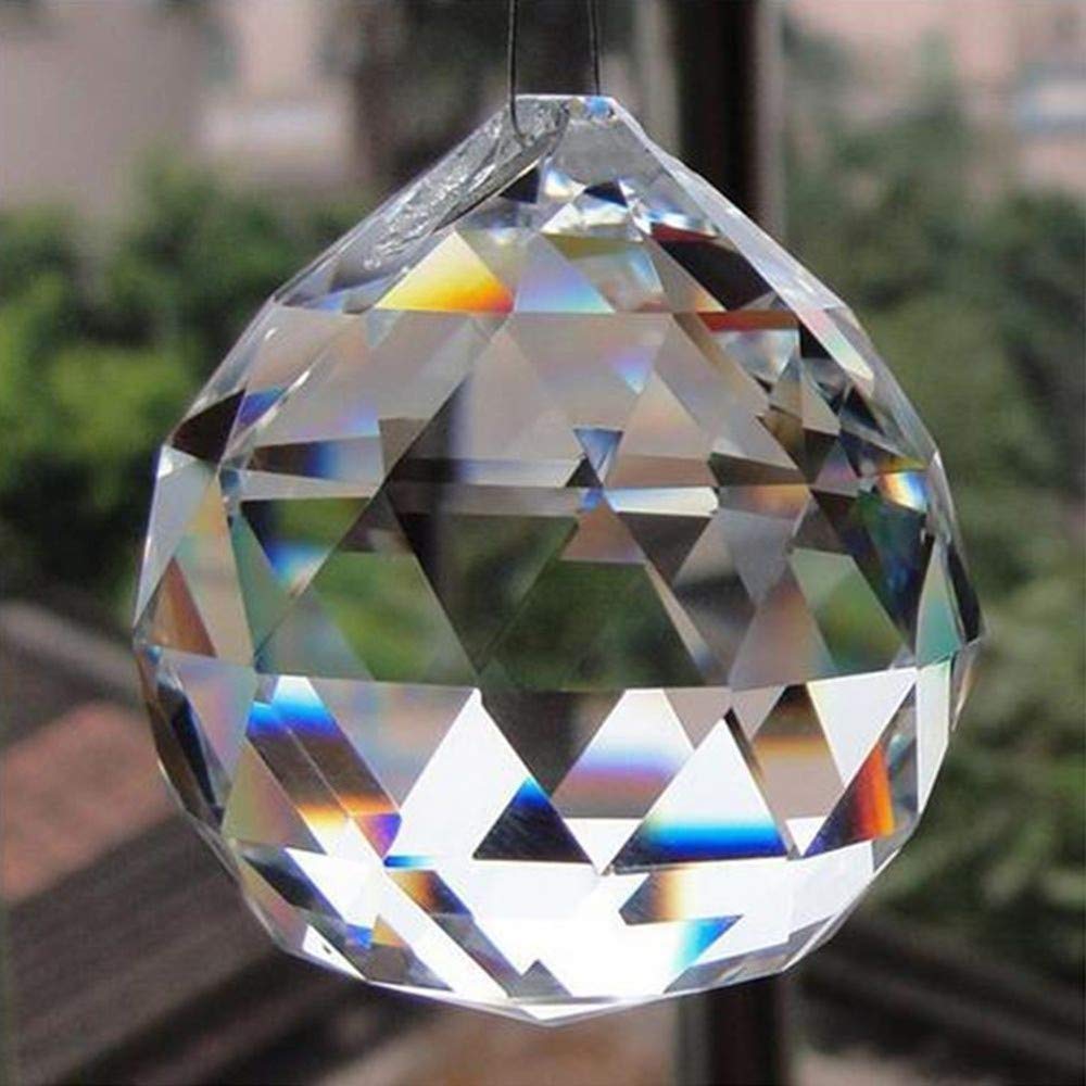 Petrichor Feng Shui Clear Crystal Hanging Ball for Good Luck & Prosperity (60MM) - Home Decoration/Gifting