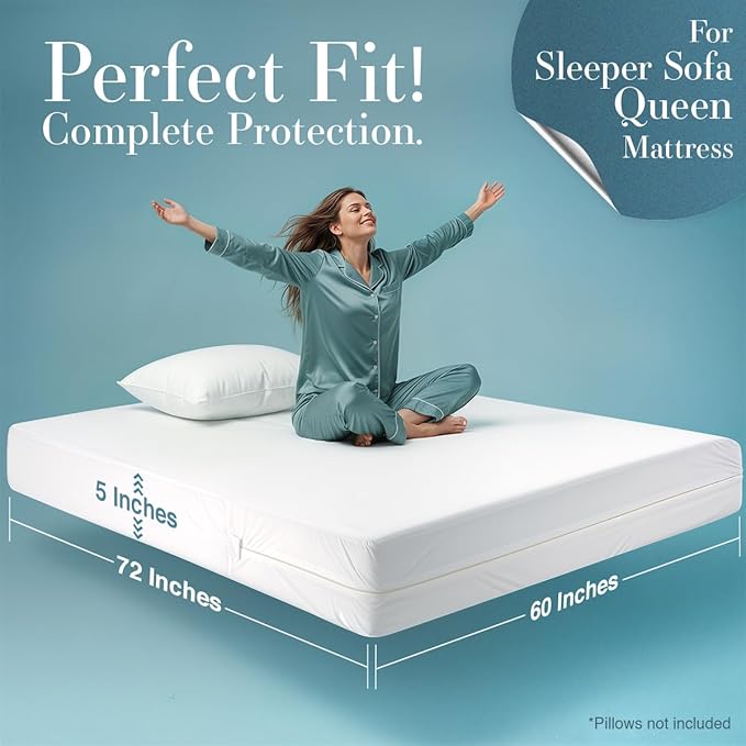 Utopia Bedding Mattress Protector Zippered Sleeper Sofa Queen Size, 100%