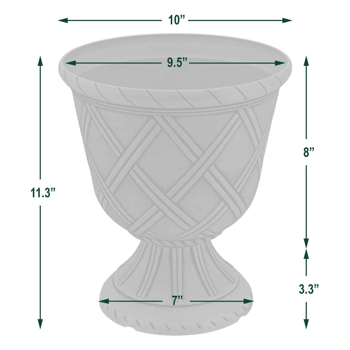 Arcadia Garden Products PL60GD Lattice Plastic Garden Urn, Classic Decorative Garden Pot Planter for Indoor and Outdoor Plants, Gold