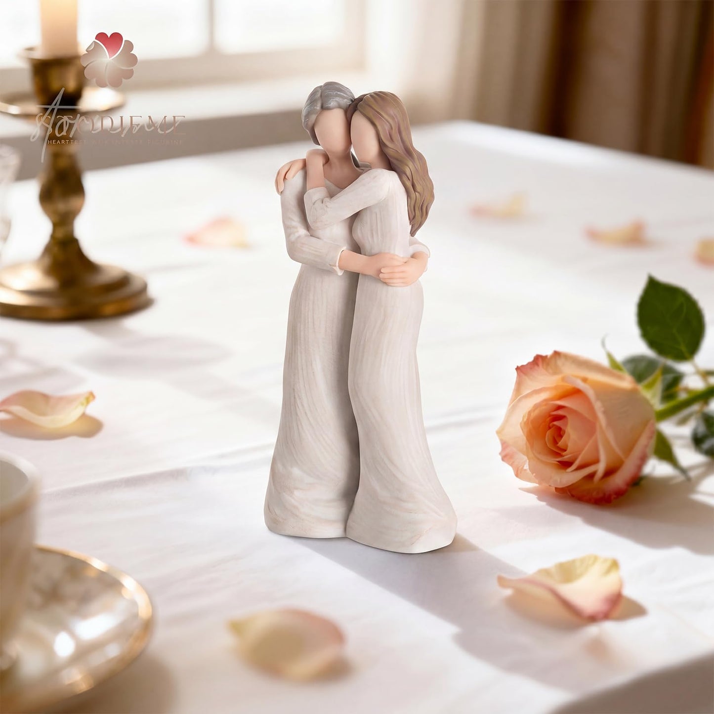 Storieme Sentimental Gifts for Mom from Daughter: Mother Daughter Hugging Resin Figurines Sculpture - Mom's Gift for Birthday Mother's Day Christmas Home Decor