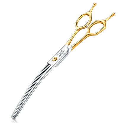 Jason 7.5 Inch Curved Thinning Scissors for Dog 43 Teeth Professional Downward Curved Blending Trimming Shears Japanese 440C Stainless Steel Dog Scissors with Symmetrical Handle