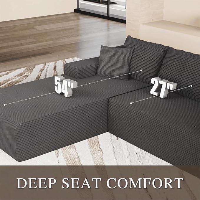 96" L Shaped Modular Sectional Sofa, Boneless Cloud Couch