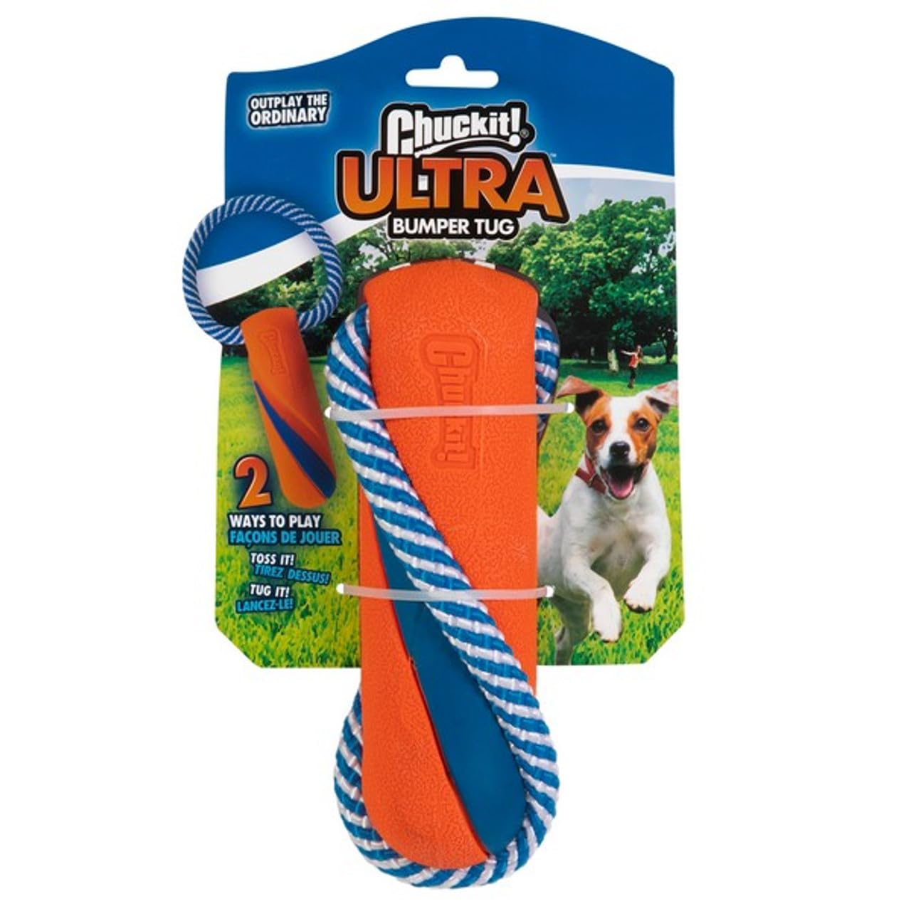 Chuckit! Ultra Bumper Tug Dog Toy Rope and Rubber Fetch Toy Tug of War for Dogs