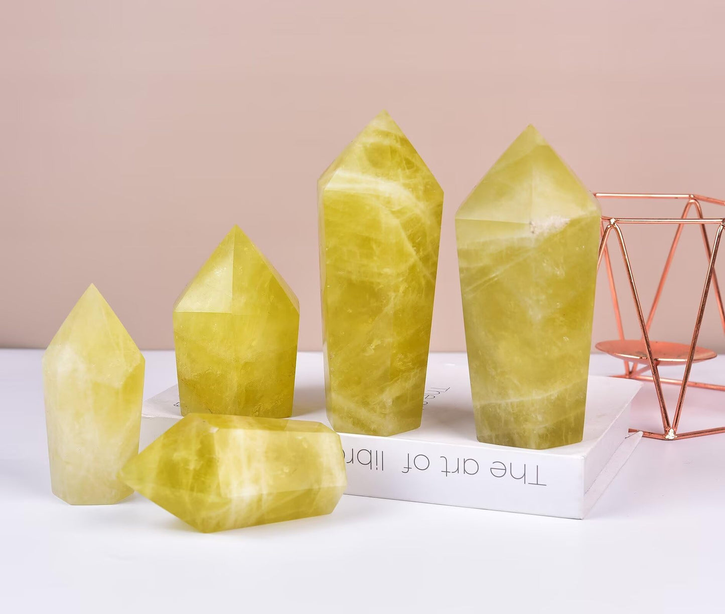 VIZYTOU Lemon Quartz Stone Tower Obelisk Large Healing Crystal Rock Point Wand Reiki Healing Meditation Stone 2.2-2.8 LBS